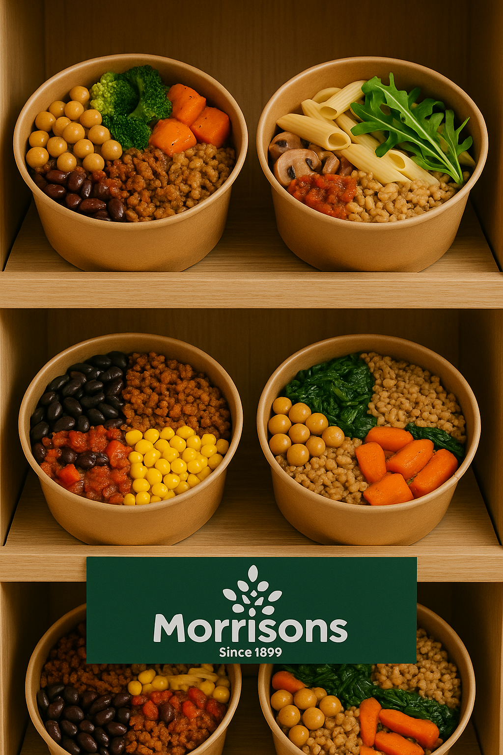 Bowls with mycelium protein in Morrisons