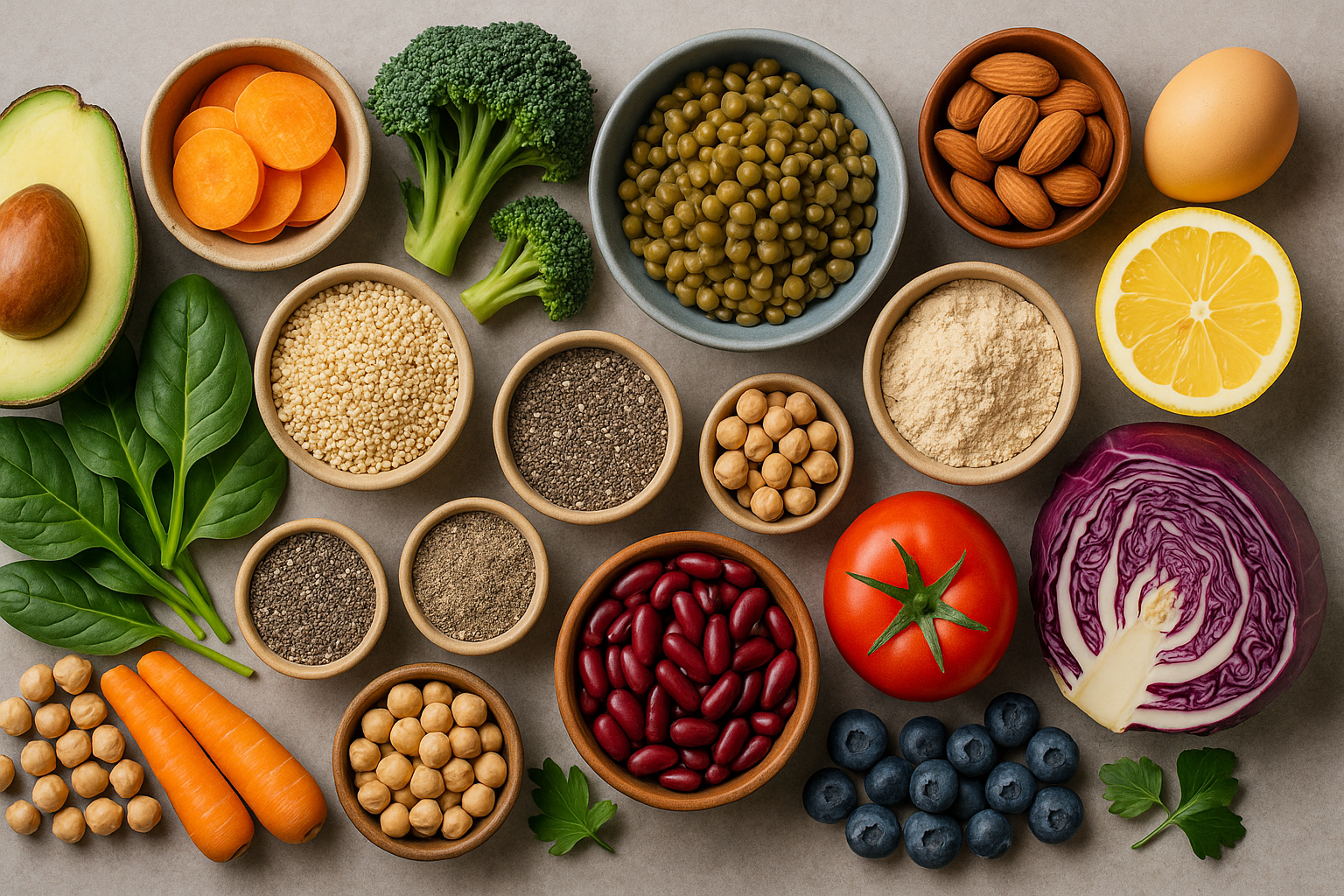 Collection of nutrients for different diets