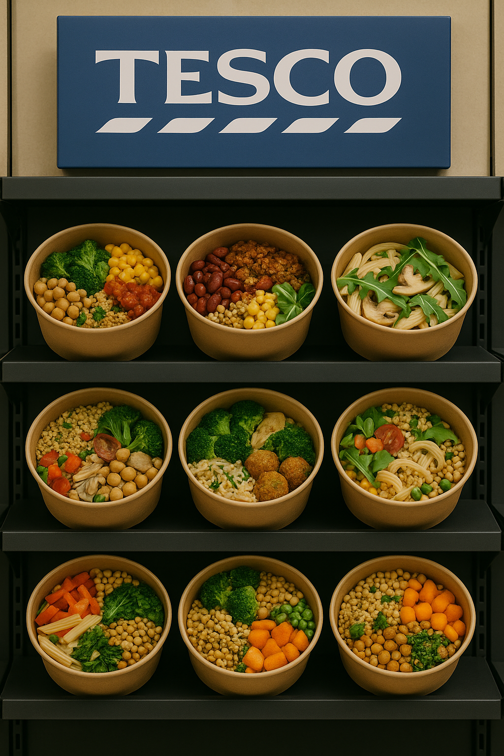 Mycelium bowls from Mycobowl displayed at TESCO