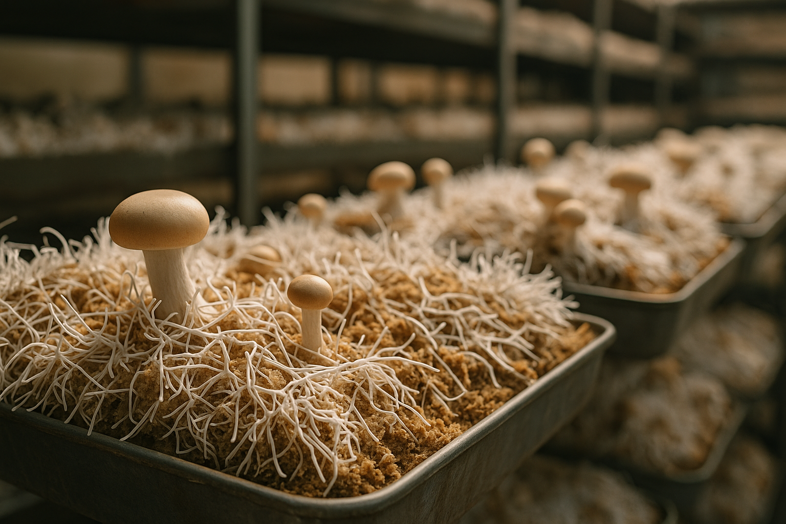 Mycelium farm where mycoprotein is being made