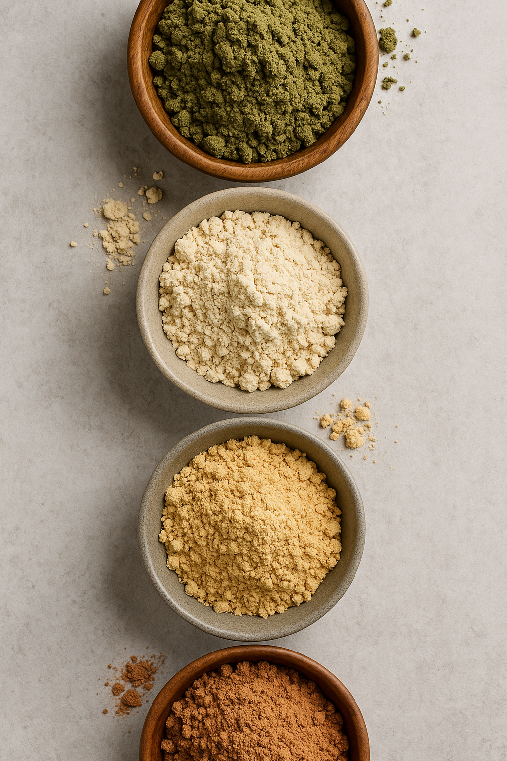 3 different vegan protein powders